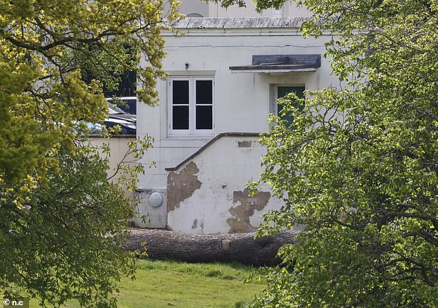 The disgraced Duke of York was said to have been completed last year, but photos of the building show the brickwork visible beneath peeling paint on the royal estate