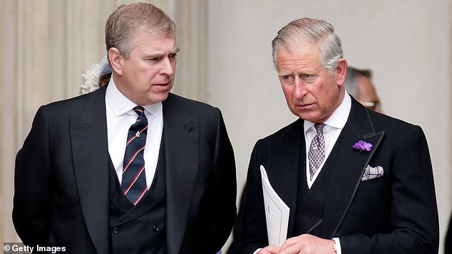 A friend of King Charles claims he has threatened to cut ties with Prince Andrew if the Duke continues to refuse to leave the Royal Lodge for his new home at Frogmore Cottage.  Pictured: The brothers at a Thanksgiving service celebrating Queen Elizabeth II's Diamond Jubilee in 2012