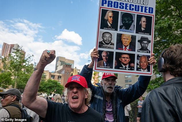 Following his conviction, angry Trump supporters shared photos of inverted American flags – a symbol used by insurrectionists at the US Capitol on January 6, 2021.