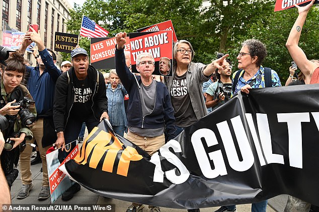 Trump's opponents celebrated the outcome outside the courthouse