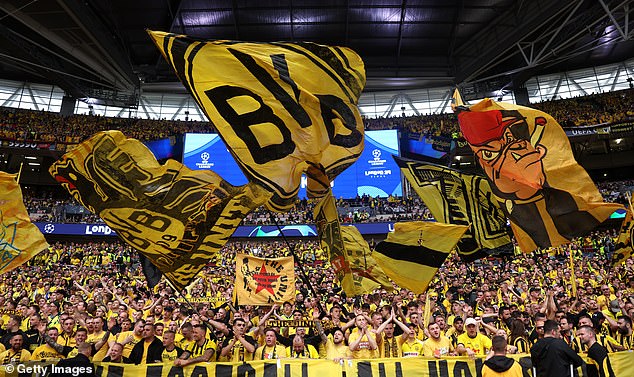 During the Champions League final, a large banner was unfurled at the end of Dortmund