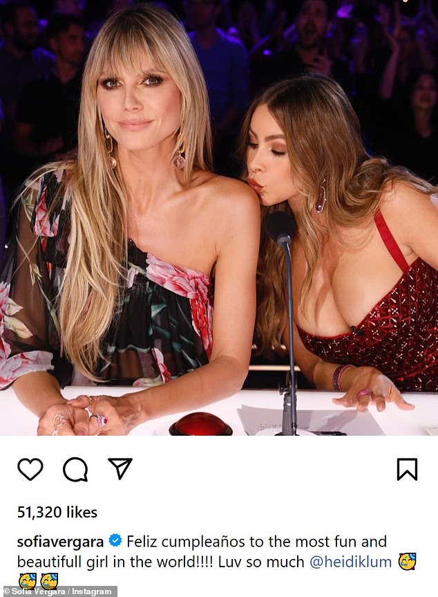 Sofia Vergara, Heidi's fellow judge on America's Got Talent and also a good friend, expressed her affection for the birthday boy on Instagram