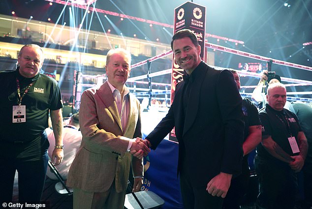 It was a fantastic night for Frank Warren's Queensbury team, who cleared Eddie Hearn's Matchroom line-up (right)