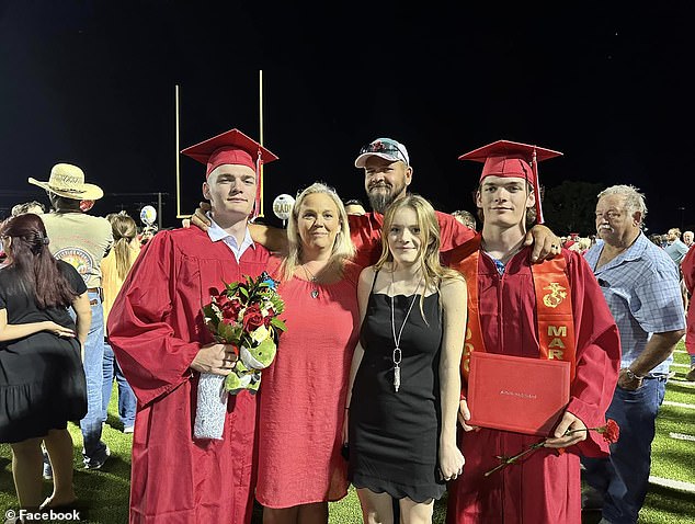 Geneva with her mother and stepfather at her brothers' graduation