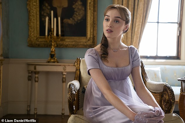 Phoebe is best known for her role as Daphne in Netflix period drama Bridgerton (pictured in the show)