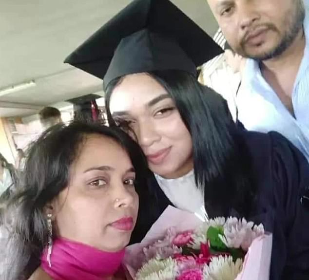 Zafar told Mr Hayat he was getting married to his then 18-year-old daughter (pictured at her graduation) and became angry when he did not receive the older man's blessing