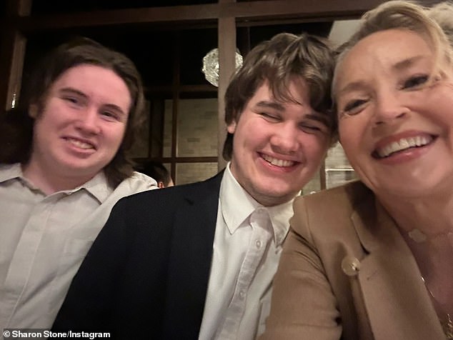 After divorcing from Stone in 2004, she adopted her two other sons: Laird, 19, and Quinn, 17.