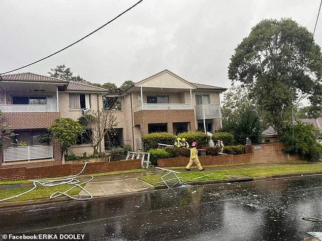 Properties, including apartment buildings nearby (pictured), were also damaged after the mansion collapsed