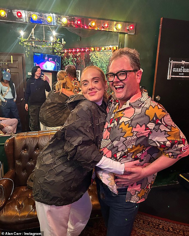 And she continues to be an ally in her personal life, even becoming a minister to officiate the wedding of her boyfriend Alan Carr and his husband (pictured with Alan)