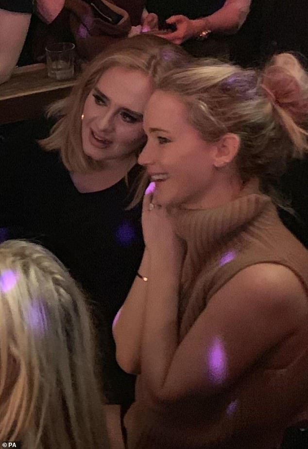 Adele also enjoys visiting popular gay bars, which memorably shocked fellow patrons of Pieces, a gay bar in New York in 2019, when she hooked up with Jennifer Lawrence (pictured)