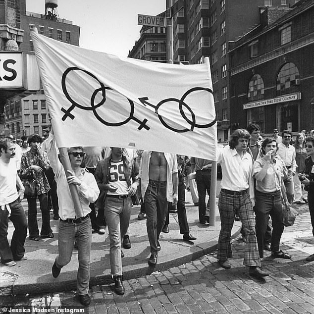 Jessica also posted a powerful historical photo from a march after the Stonewall riots and a short video of herself smiling at the camera