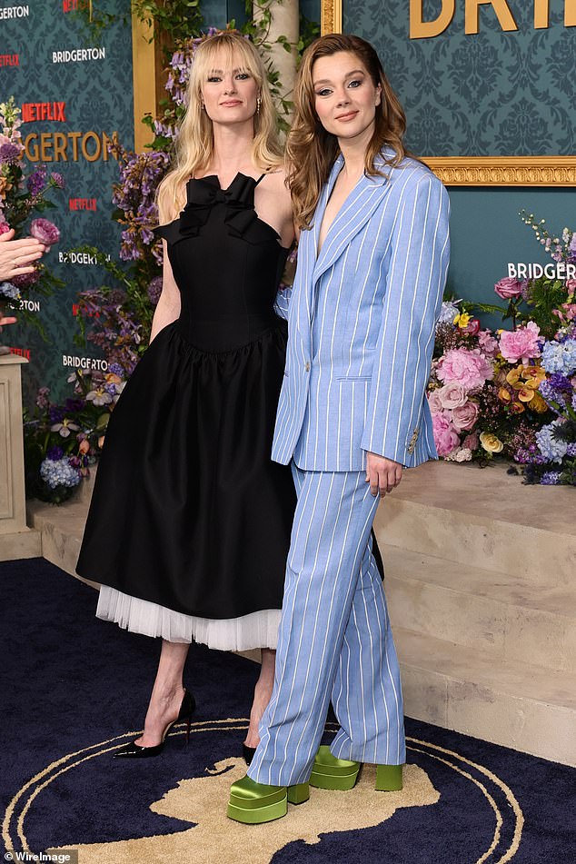 While Jessica herself confirmed she would like fans to read Cressida's relationship with Eloise as 'queer-coded' (pictured with Claudia last month)