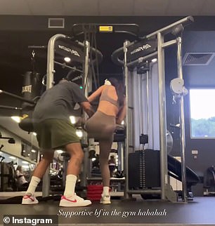 The Bondi Sands ambassador shared a very sweet video to her Instagram Stories of the tennis star coaching her through a series of pull-ups