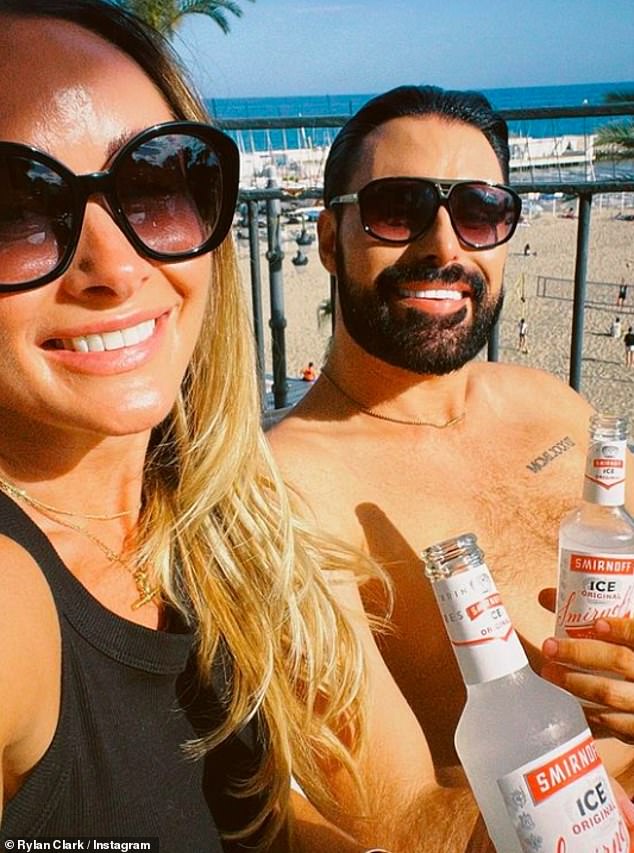 Before the wedding, Rylan was seen enjoying a drink in the sun with one of his girlfriends