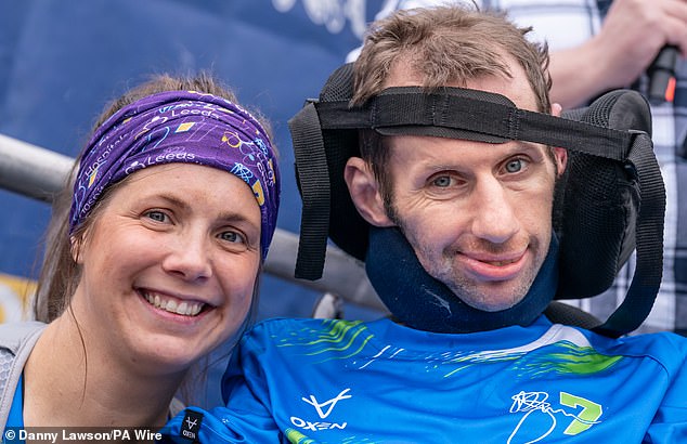 Rob with his wife Lindsey before the Rob Burrow Leeds Marathon on May 12