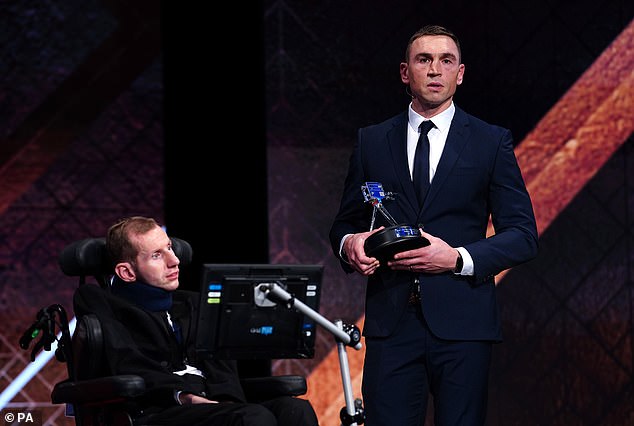 Kevin Sinfield collects his BBC Special Award alongside Rob Burrow at the 2022 BBC Sports Personality of the Year Awards