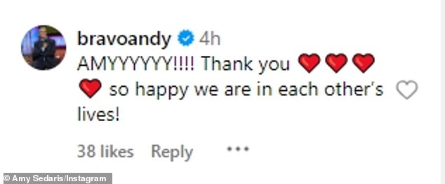 Cohen responded from his $5.9 million oceanfront home in Amagansett, NY, “Amy!  Thank you!  So lucky to be in each other's lives!'