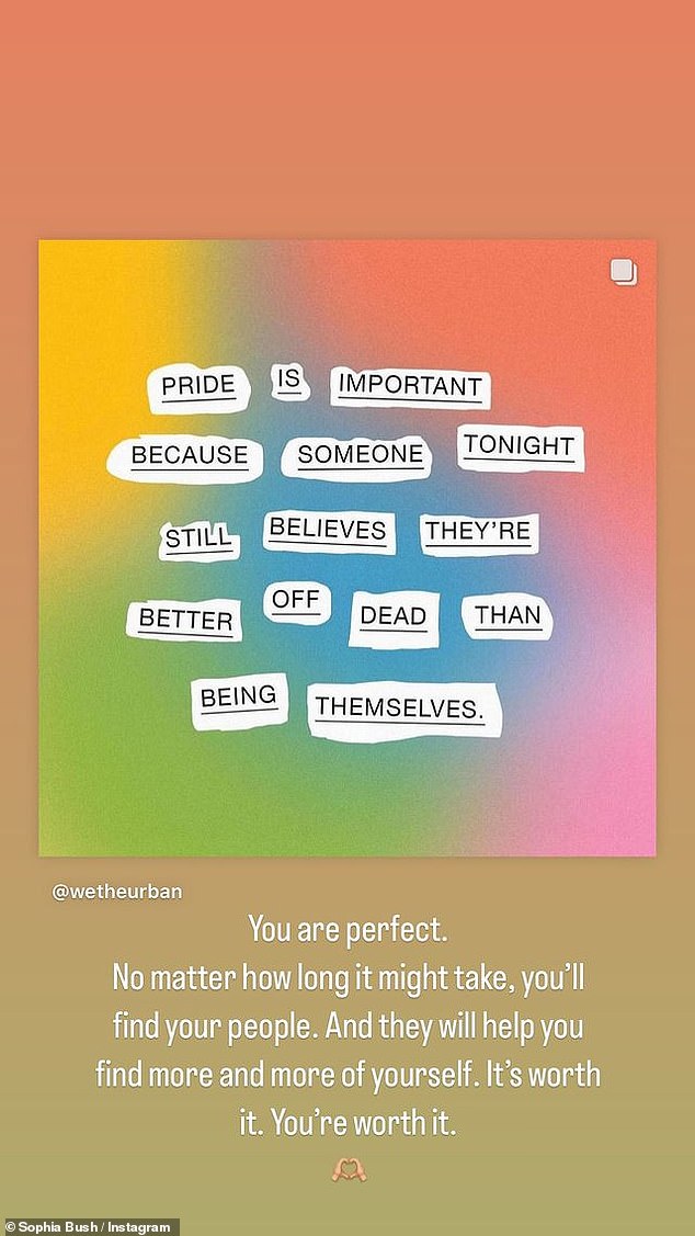 She posted a quote that read, “You are perfect.  No matter how long it takes, you will find your people.  And they will help you find more and more of yourself.  It's worth it.  You are worth it'