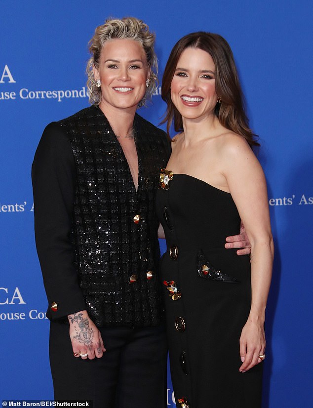 Bush came out of the closet in April and announced that she was in love with athlete Ashlyn Harris, 38, and that her former partners always knew she loved women;  The duo pictured in April