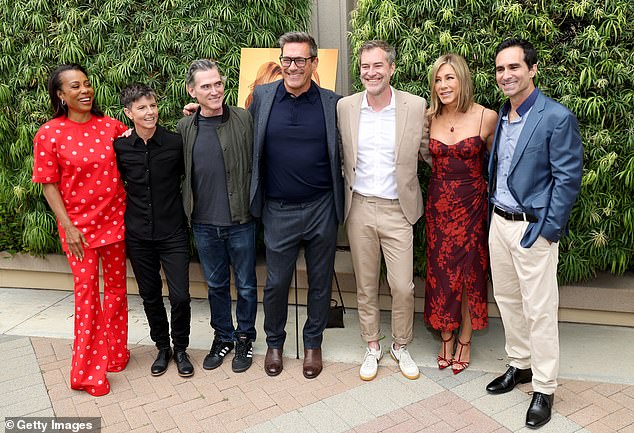 Karen Pittman, Tig Notaro, Billy Crudup, Jon Hamm, Mark Duplass, Jennifer Aniston and Nestor Carbonell pose together