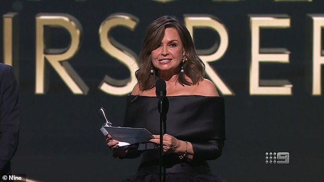 Lisa Wilkinson is pictured giving her Logies speech in 2022, which delayed Bruce Lehrmann's rape trial