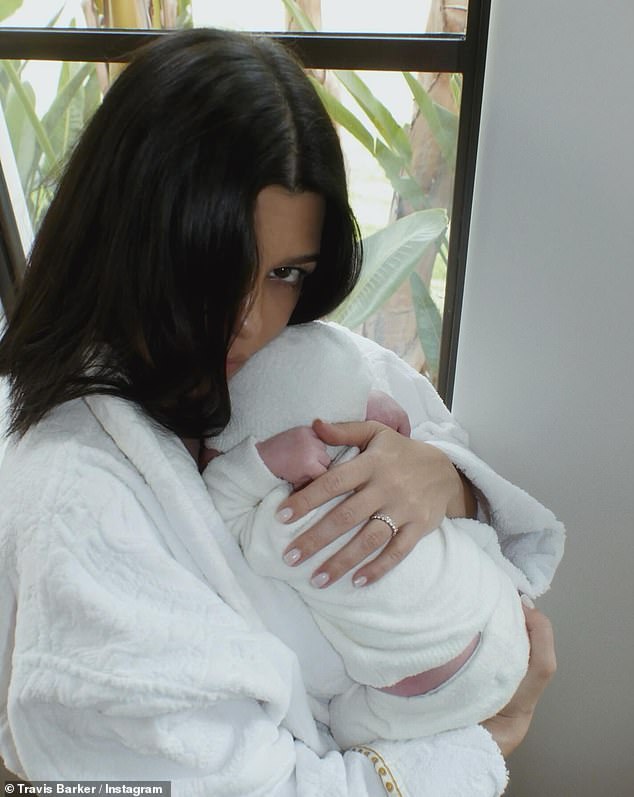 Kourtney welcomed son Rocky with husband Travis Barker in the fall of 2023