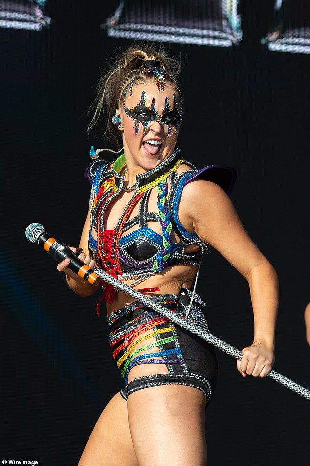 The 21-year-old former reality star proudly showed off her new stage persona as she performed at the Mighty Hoopla 2024 festival in London on Sunday night