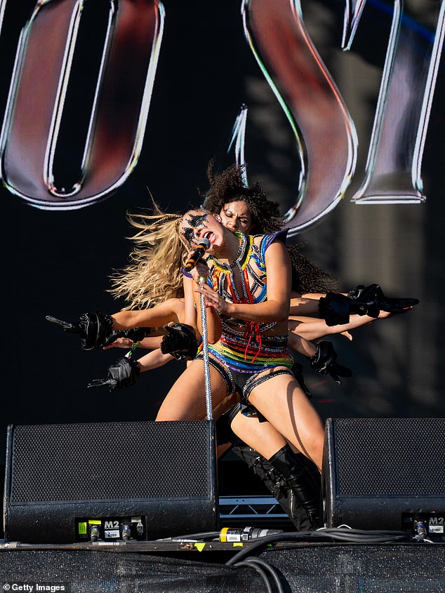 The singer, who broke out with her song Boomerang, let her long blonde locks be pulled back from her face with a high ponytail and a few different braids in the front.