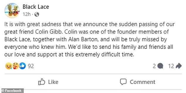 Black Lace led the tributes to their 'great friend' after wife Sue announced his death and shared a heartfelt message on the band's official Facebook page