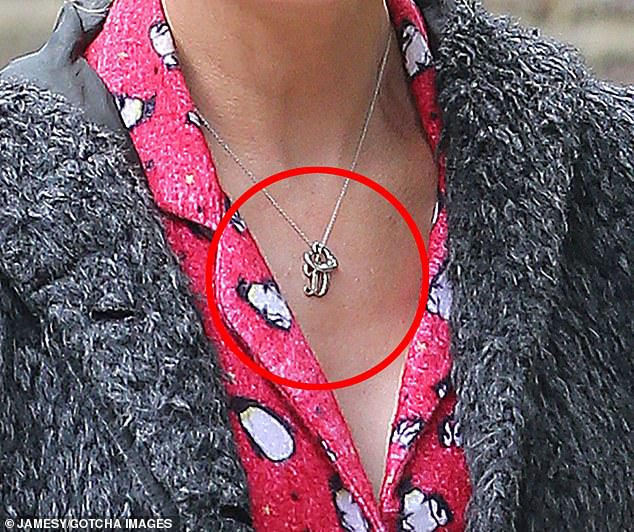 Renee paid tribute to her 'late' husband Mark Darcy while wearing a silver chain with a 'D' pendant - Mark is murdered in Helen Fielding's third novel