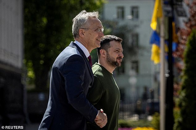 NATO Secretary General Jens Stoltenberg, here with Ukrainian President Volodymyr Zelenskiy, has also indicated that it may be time for a policy change