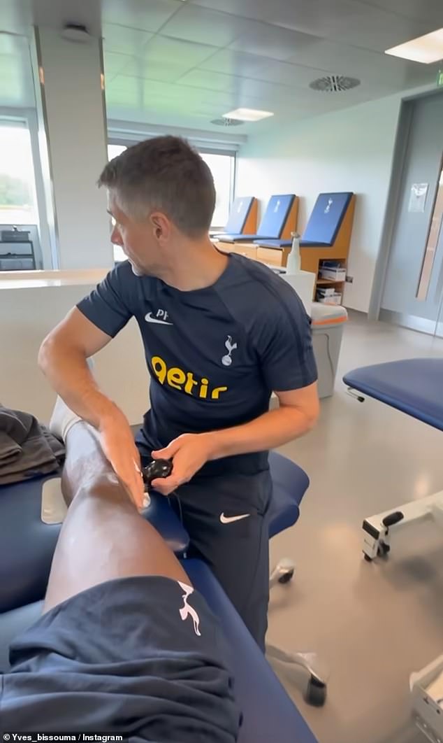 Bissouma today posted a photo of himself at Spurs' training base, where he appeared to be receiving treatment on his right leg