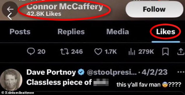 Fans noticed that Clark's friend Connor McCaffery liked tweets criticizing Angel Reese