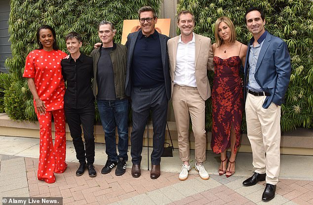 Karen Pittman, Tig Notaro, Billy Crudup, Jon Hamm, Mark Duplass and Nestor Carbonell joined Aniston on the panel.  Witherspoon was unable to attend