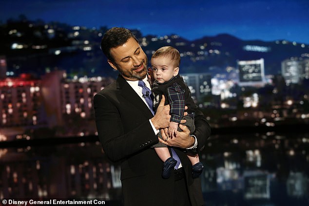 Just three days after Billy was born, Kimmel announced on his show that the little boy would need open heart surgery due to his congenital heart condition;  Billy pictured at seven months old in December 2017, after his second operation