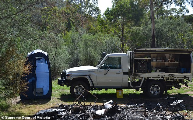 The deadly battle is said to have taken place at the front of Mr Hill's Landcruiser (pictured)