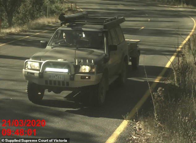 Greg Lynn changed the color of his dark-colored Nissan Patrol (pictured on CCTV the night after the alleged murders) to a tan using paint from his garage and a roller