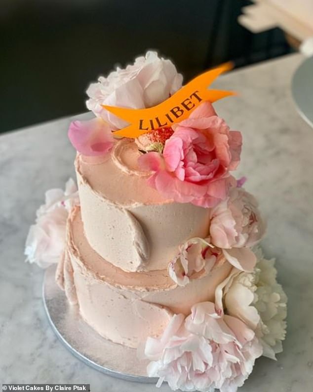 Lilibet's seemingly stunning birthday cake, made last year, decorated with peonies, was the same flavor as the one at the Sussexes' wedding but was topped with strawberry buttercream