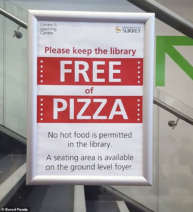 Elsewhere, students in Surrey were immediately disappointed when they saw the small print of this sign