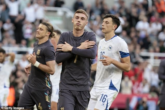 Palmer pulled off his trademark celebration after scoring the penalty to open the scoring against Bosnia and Herzegovina