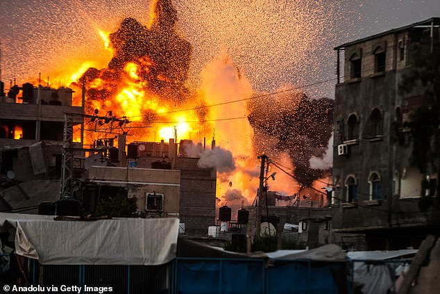 Fire rains from the sky during Israel's latest rocket attack on Gaza