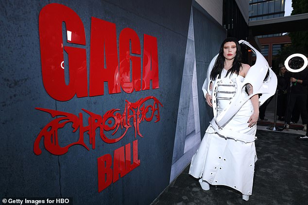 Gaga's most recent appearance was on May 23, when she attended the premiere of HBO's Gaga Chromatica Ball in West Hollywood, where she wore a white, figure-hugging dress.