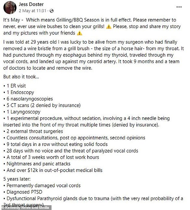 She went on to detail the extensive list of appointments, time and money the lengthy process took, as well as the mental trauma she endured, such as nightmares, panic attacks and a diagnosis of PTSD.