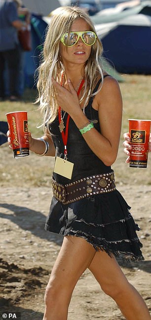 She was known for her chic boho style when she first burst onto the scene on the arm of her boyfriend Jude Law;  Pictured at Glastonbury in 2004