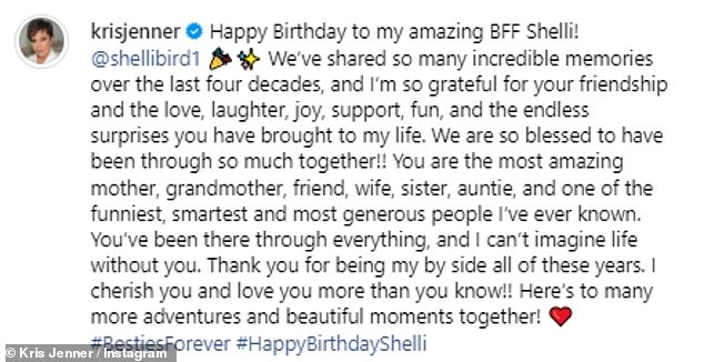 Captioning the photos, she said, “Happy Birthday to my amazing BFF Shelli!  You've been through everything, and I can't imagine life without you.”