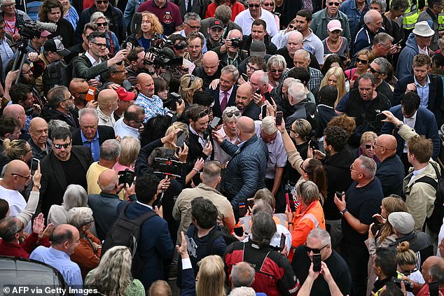 The Reform UK leader was mobbed by his supporters as large numbers of people gathered at Clacton pier