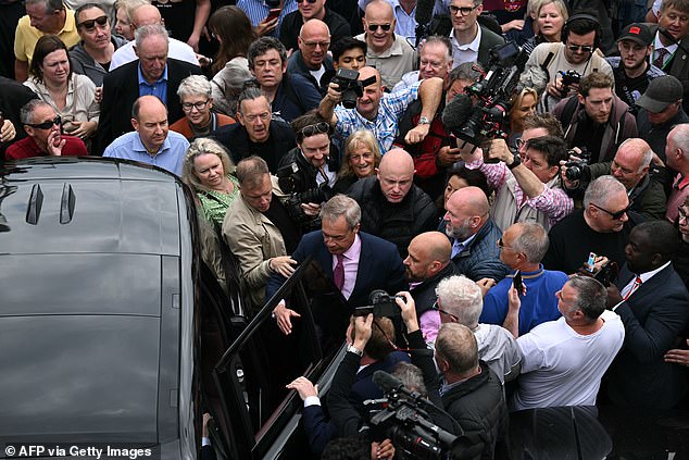 The crowd shouted 'get them Nige' and 'we love you Nigel' as the veteran Eurosceptic made his final attempt to enter parliament