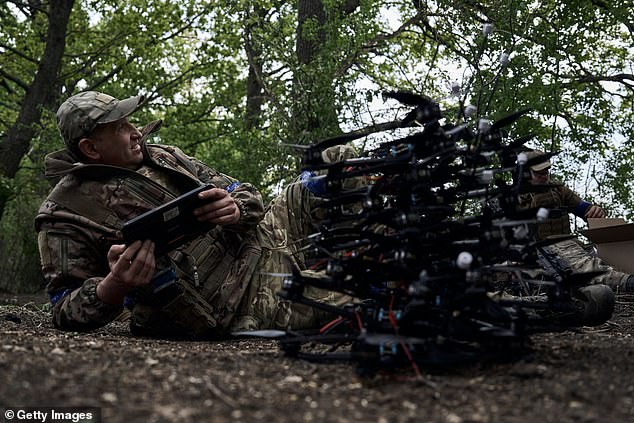 At the border with Russia, Ukrainian soldiers prepare drones for battle on May 16