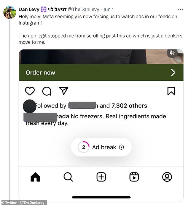 On X, the Instagram user who first saw the unskippable ads said the decision was 'crazy'