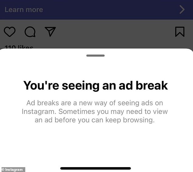 When you select the information option, users will see a message stating: 'Sometimes you may need to view an ad before you can continue browsing'